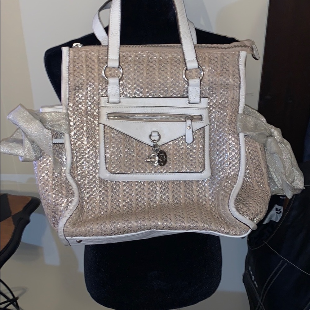 JUICY COUTURE summer silver raffia handbag